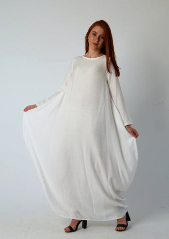 Linen Maxi Butterfly Dress with Pockets – White, Black, Burgundy & Mustard