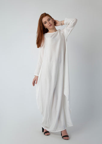 Linen Maxi Butterfly Dress with Pockets – White, Black, Burgundy & Mustard