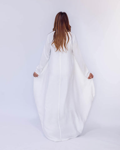 Linen Maxi Butterfly Dress with Pockets – White, Black, Burgundy & Mustard