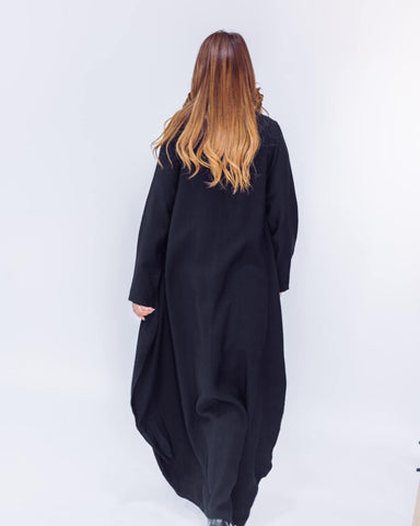 Linen Maxi Butterfly Dress with Pockets – White, Black, Burgundy & Mustard