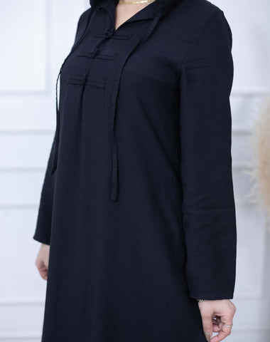 Handmade Buttoned Linen Kaftan with Side Pockets – Purple, Beige & Black | All Sizes