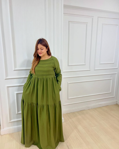 Long Sleeve Maxi Linen Dress - Linen Pocket Dress – White & Khaki